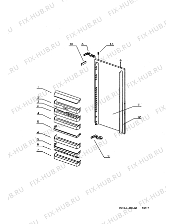 Взрыв-схема холодильника Electrolux IK24310LI - Схема узла Door 003